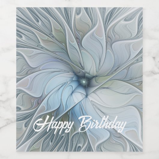 Elegante Beauty Modernes Abstraktes Fraktal Blume Weinetikett (Einzelnes Label)