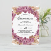 Elegante Beauty Pink Watercolor Orchid & Pampas Einladung (Stehend Vorderseite)