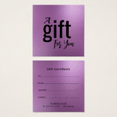 Elegante Beauty Salon Geschenkgutschein Karte - Ei (Vorne & Hinten)