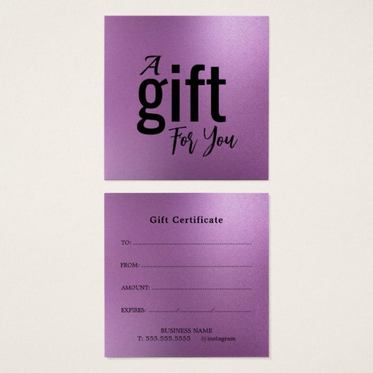 Elegante Beauty Salon Geschenkgutschein Karte - Ei (Vorne & Hinten)