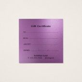 Elegante Beauty Salon Geschenkgutschein Karte - Ei (Rückseite)