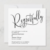 Elegante "bedauerlich" abgesagte Hochzeitkarte Einladung (Vorderseite)
