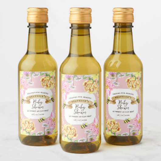 Elegante Bee and Wildblume Baby Duwer Favoriten Weinetikett (Flaschen)