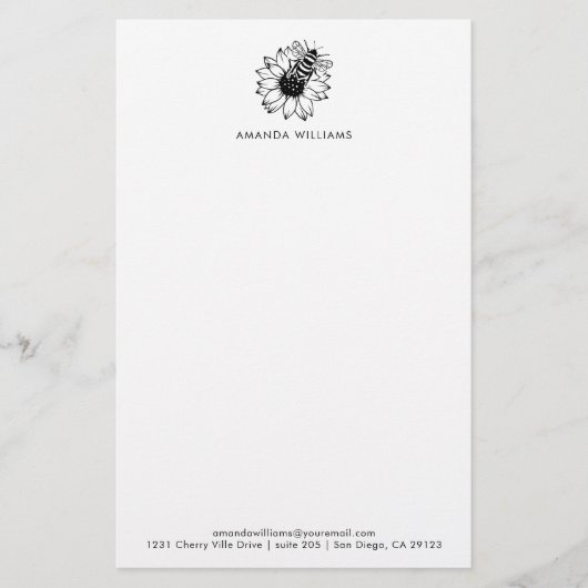 Elegante Bee Custom Letterhead Briefpapier (Vorderseite)