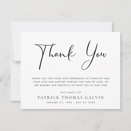 Elegante Beerdigung Danke (Vorderseite)