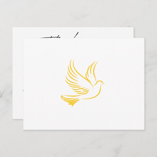Elegante Beerdigung Dankeschön Karte - Gold Dove (Vorne/Hinten)