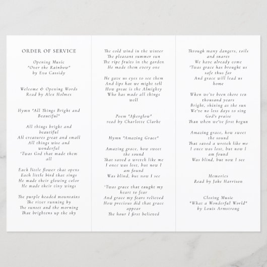 Elegante Beerdigung | Dreifachprogramm für die Rei (Rückseite)