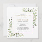 Elegante Beerdigung Foto Square Einladung (Vorderseite)