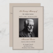 Elegante Beerdigung/Gedenkfeier Einladung (Vorne/Hinten)