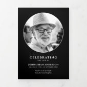 Elegante Beerdigung/Gedenkfeier mit 7 Fotos Dreifach-gefaltete Programmkarte (Cover)