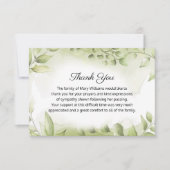 Elegante Beerdigung Grüne Gedenkstätte Dankeschön Dankeskarte (Vorderseite)