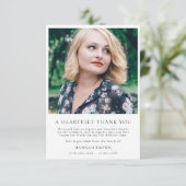 Elegante Beerdigung | Herzlich modernes Foto Dankeskarte (Stehend Vorderseite)