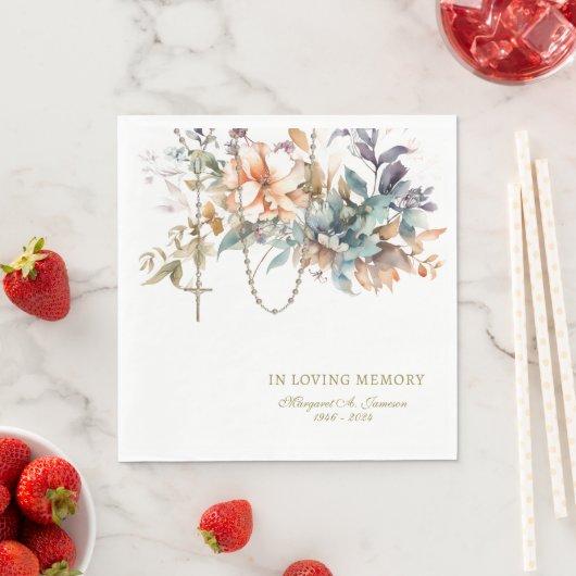 Elegante Beerdigung katholische RosenkranzGedenkst Serviette (Beispiel)