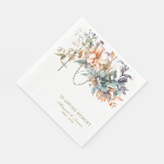 Elegante Beerdigung katholische RosenkranzGedenkst Serviette (Ecke)