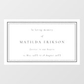 Elegante Beerdigung | Klassik in Love Memory Fensteraufkleber (Blatt)