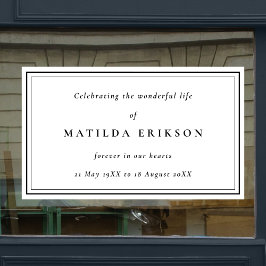 Elegante Beerdigung | Klassik in Love Memory Fensteraufkleber