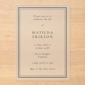 Elegante Beerdigung | Klassische Feier des Lebens Acryleinladungen (Vorderseite)