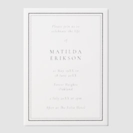 Elegante Beerdigung | Klassische Feier des Lebens Pergament Einladungen