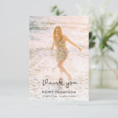 Elegante Beerdigung | Memorial Foto Chic Beileid Dankeskarte (Stehend Vorderseite)