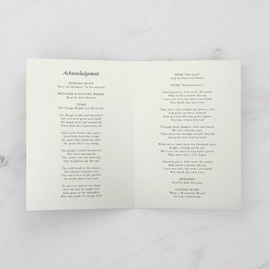 Elegante Beerdigung | Order of Service Memorial Fo Programm (Innenseite)