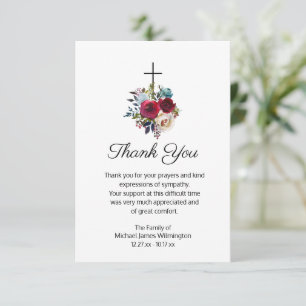 Elegante Beerdigung religiöses Kreuz Blumen Danksa Dankeskarte
