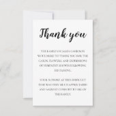 Elegante Beerdigung Schwarz-weiß Danke mit Foto (Vorderseite)