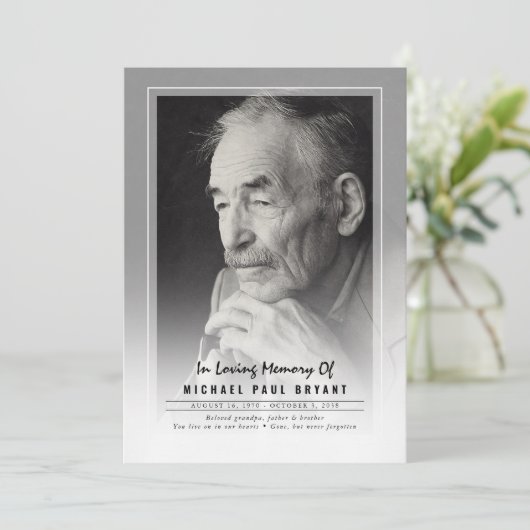 Elegante Beerdigungsfeierprogramme mit Foto Programm (Stehend Vorderseite)