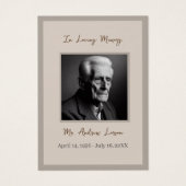 Elegante Beerdigungskarte (Vorderseite)