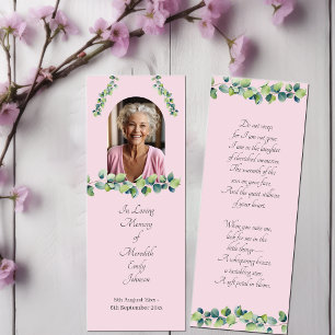 Elegante Beerdigungskarte Foto Lesezeichen Card Mini Visitenkarte