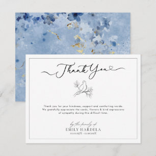 Elegante Beerdigungskarte mit Dove Golden Blue Flo Dankeskarte