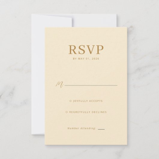 Elegante Beige-Antwortkarte RSVP Karte (Vorderseite)