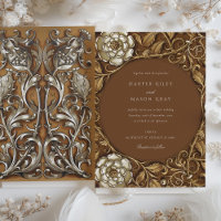 Elegante Beige Art Nouveau Floral Wedding