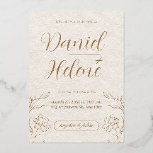 Elegante beige Blumen-Hochzeitseinladung