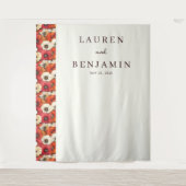 Elegante Beige Blumen Mohnblumen Wandteppich (Vorderseite)