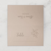 Elegante Beige Blumenhochzeit Platzkarte (Außenseite Aufgefaltet)