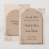 Elegante Beige Blumenhochzeit Save The Date (Vorne/Hinten)