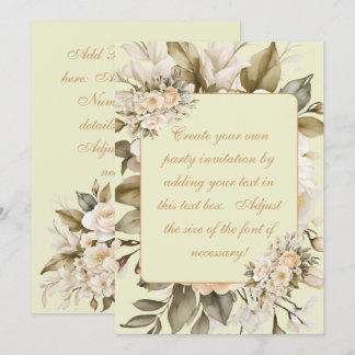 Elegante Beige Boho Blumen Geburtstagseinladung Einladung
