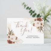 Elegante Beige Boho Pampas Grass Dankeschön Karte (Stehend Vorderseite)