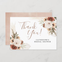 Elegante Beige Boho Pampas Grass Dankeschön Karte