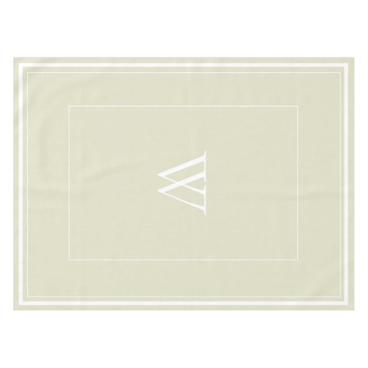 Elegante Beige Border Script Monogram Letter Showe Tischdecke (Vorderseite (Horizontal))