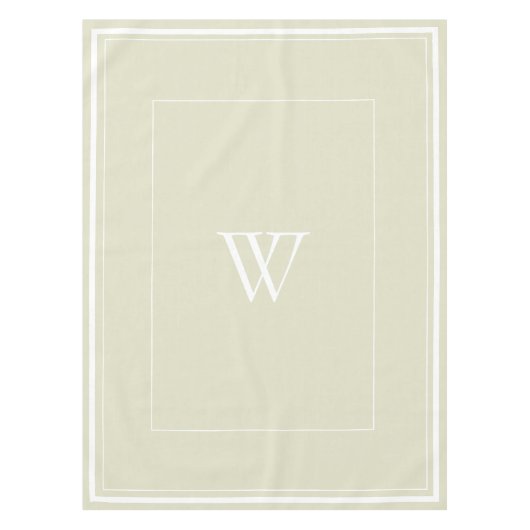 Elegante Beige Border Script Monogram Letter Showe Tischdecke (Vorderseite)