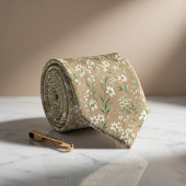 Elegante Beige Botanik Krawatte