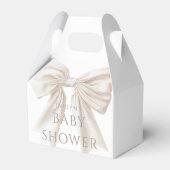 Elegante Beige Bow Gender Neutral Baby Dusche Geschenkschachtel (Rückseite)
