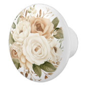 Elegante Beige Braun Blume Blumenknob Keramikknauf (Rechts)