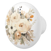 Elegante Beige Braun Blume Blumenknob Keramikknauf (Rechts)