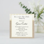 Elegante Beige Burlap Lace Geburtstagseinladung Einladung (Stehend Vorderseite)