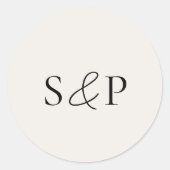 Elegante Beige Classic Wedding Runder Aufkleber (Vorderseite)