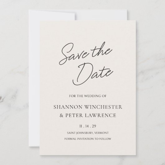 Elegante Beige Classic Wedding Save The Date (Vorderseite)