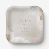 Elegante Beige-Cloud-Wasserfarbe Pappteller (Vorderseite)