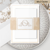 Elegante Beige Cream Watercolor, Monogram Wedding Einladungsbanderole